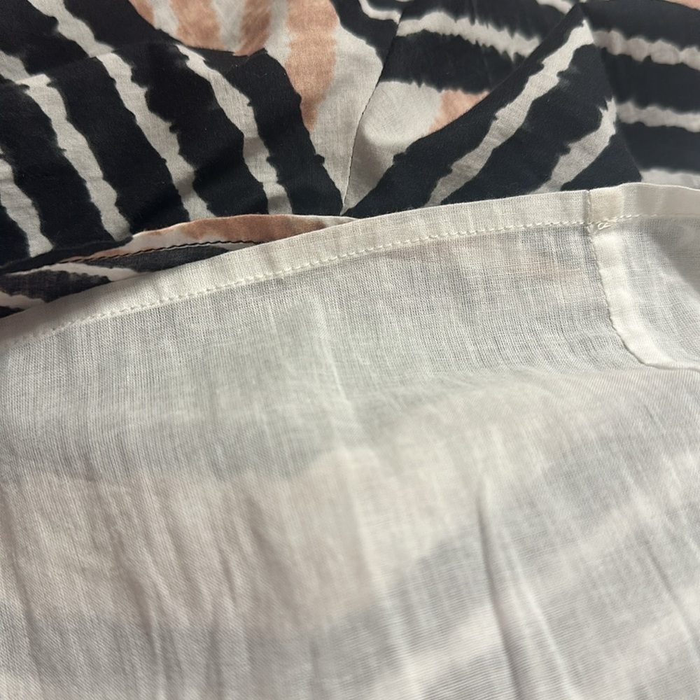 Figue Bella Short Dress Chevron Black,White,Tan Smocked Cuffs Small Boho Boho - Picture 11 of 13